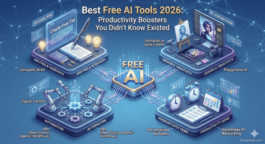 Architectural breakdown of the best free AI tools in 2026, comparing open-source automation, local model execution, and zero-cost generative software.