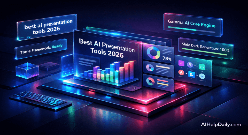 best ai presentation tools: Comparing automated pitch deck layout generation and presentation templates.