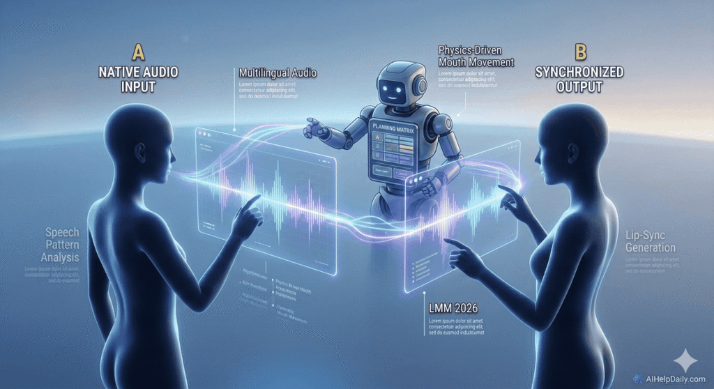 Kling AI 3.0's features: native audio sync, multilingual lip-sync, and character consistency lock.