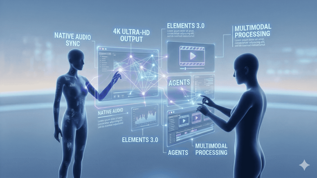 A comprehensive infographic showcasing Kling AI 3.0's cinematic video generation features.