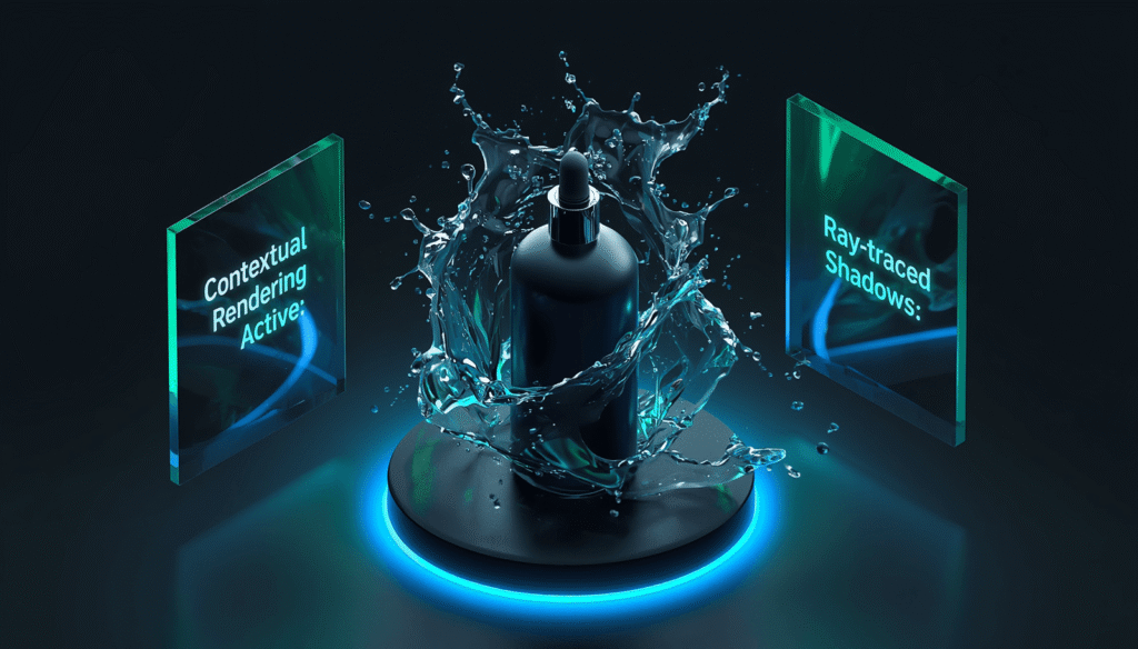 best ai product photography tools: A dynamic demonstration of contextual background generation and real-time shadow casting.
